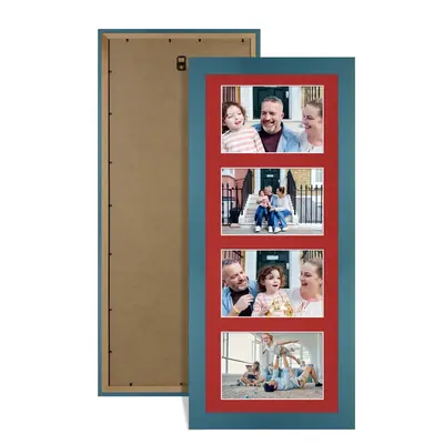 Navy Blue Colour Multi Aperture Photo Frame 6X4 (x4) Pictures – Collage Wall Frame For Family Photos – 50x20cm Picture Frame Size