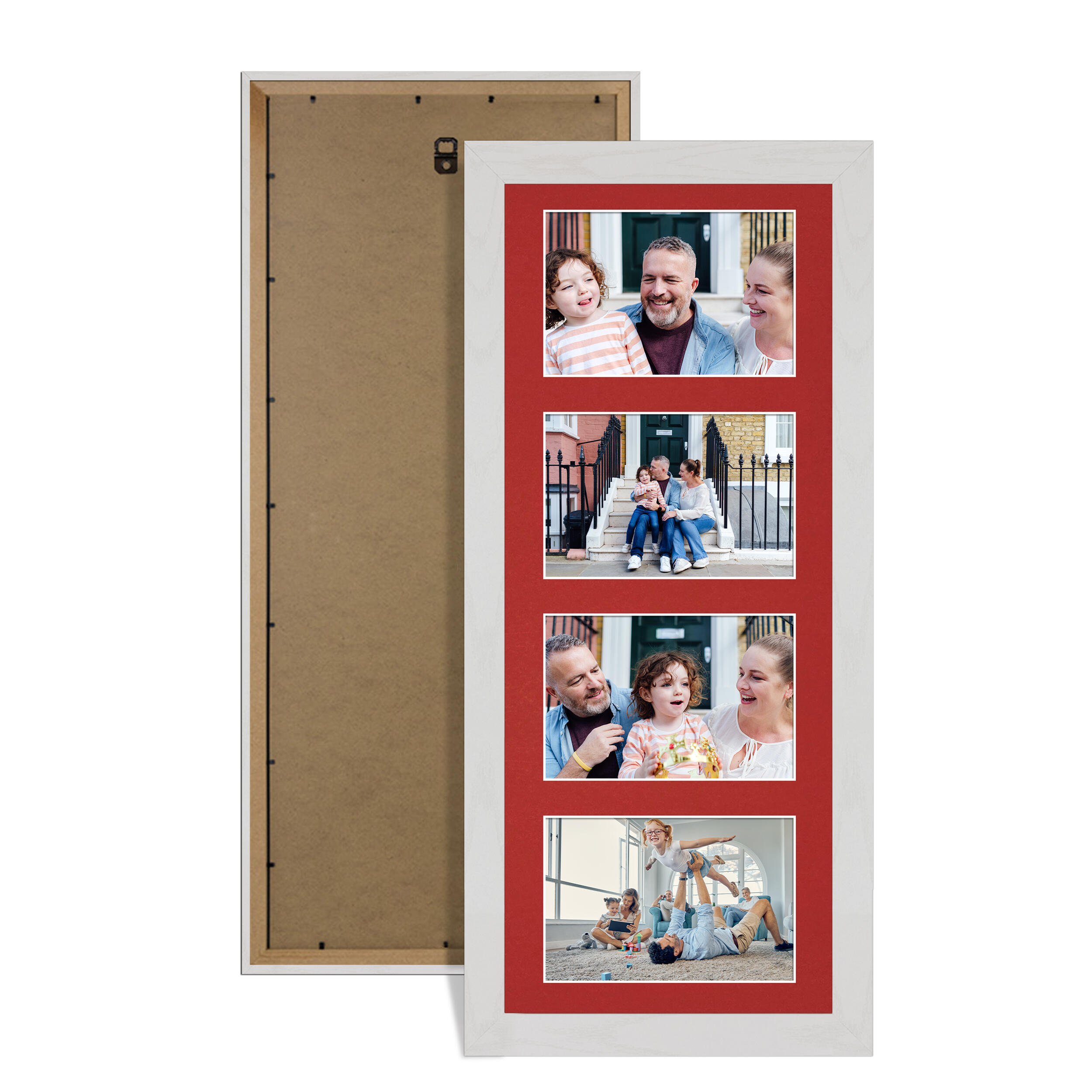 White Ash Colour Multi Aperture Photo Frame 6X4 (x4) Pictures – Collage Wall Frame For Family Photos – 50x20cm Picture Frame Size