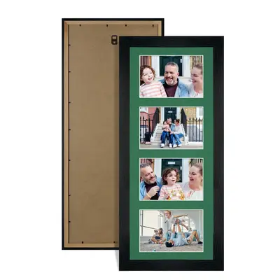Black Colour Multi Aperture Photo Frame 6X4 (x4) Pictures – Collage Wall Frame For Family Photos – 50x20cm Picture Frame Size