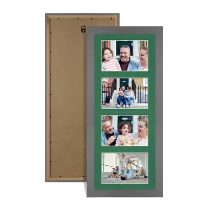 Dark Grey Colour Multi Aperture Photo Frame 6X4 (x4) Pictures – Collage Wall Frame For Family Photos – 50x20cm Picture Frame Size