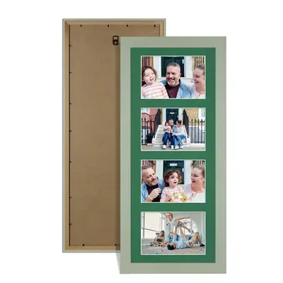 Green Colour Multi Aperture Photo Frame 6X4 (x4) Pictures – Collage Wall Frame For Loved Ones Photos – 50x20cm Frame Size