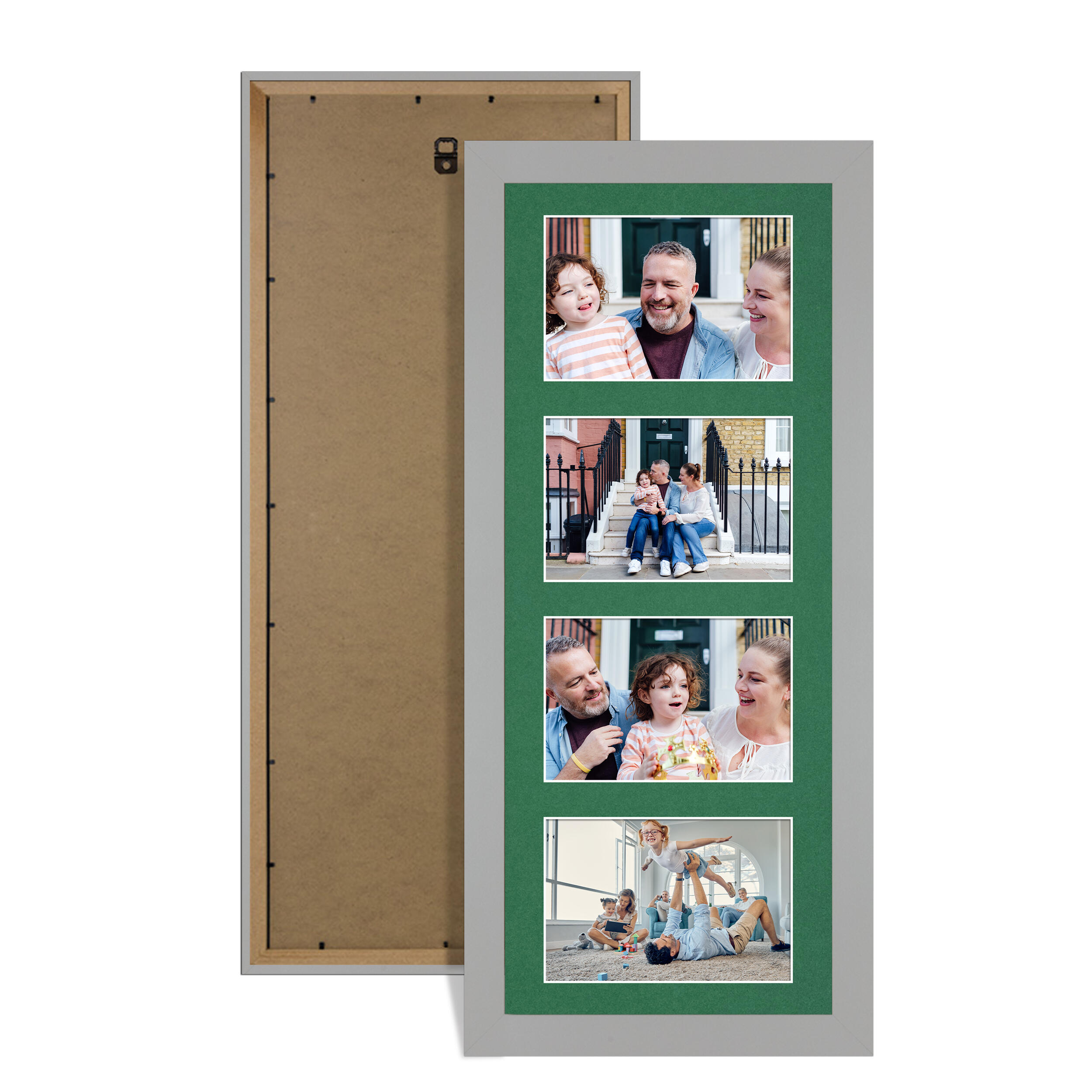 Light Grey Colour Multi Aperture Photo Frame 6X4 (x4) Pictures – Collage Wall Frame For Loved Ones Photos – 50x20cm Frame Size