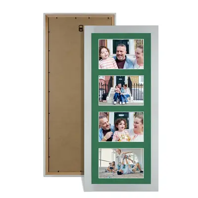 Silver Colour Multi Aperture Photo Frame 6X4 (x4) Pictures – Collage Wall Frame For Loved Ones Photos – 50x20cm Frame Size