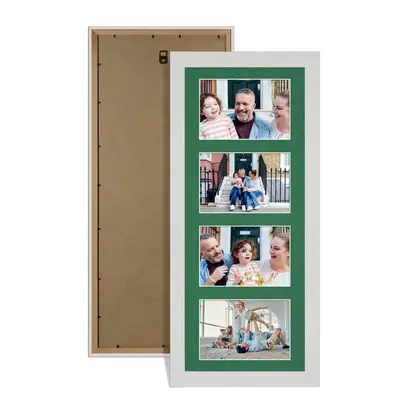 White Ash Colour Multi Aperture Photo Frame 6X4 (x4) Pictures – Collage Wall Frame For Loved Ones Photos – 50x20cm Frame Size