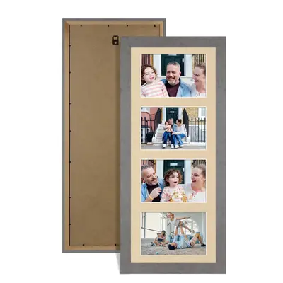 Grey Marble Colour Multi Aperture Photo Frame 6X4 (x4) Pictures – Collage Wall Frame for Family Photos – 50x20cm Picture Frame Size