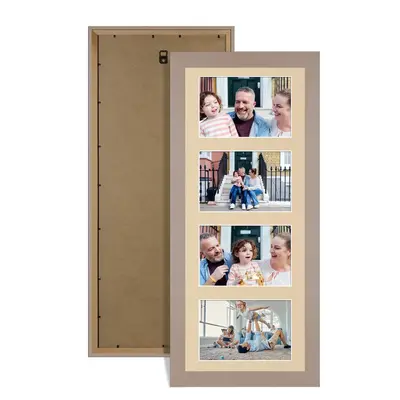 Rose Gold Colour Multi Aperture Photo Frame 6X4 (x4) Pictures – Collage Wall Frame For Loved Ones Photos – 50x20cm Frame Size