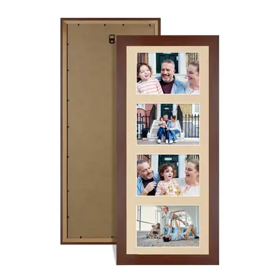 Rose Wood Colour Multi Aperture Photo Frame 6X4 (x4) Pictures – Collage Wall Frame for Family Photos – 50x20cm Picture Frame Size