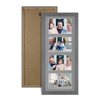 Dark Grey Colour Multi Aperture Photo Frame 6X4 (x4) Pictures – Collage Wall Frame for Family Photos – 50x20cm Picture Frame Size