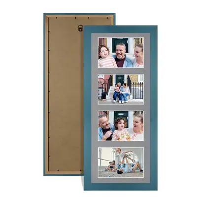 Navy Blue Colour Multi Aperture Photo Frame 6X4 (x4) Pictures – Collage Wall Frame For Family Photos – 50x20cm Picture Frame Size