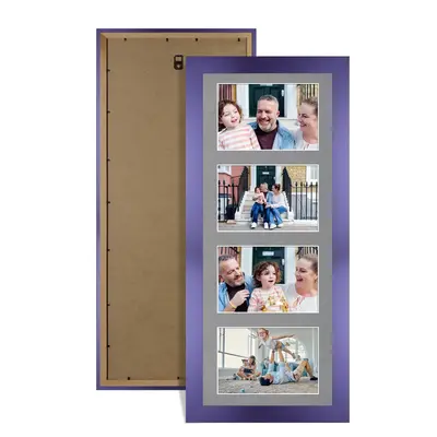 Purple Colour Multi Aperture Photo Frame 6X4 (x4) Pictures – Collage Wall Frame For Family Photos – 50x20cm Picture Frame Size