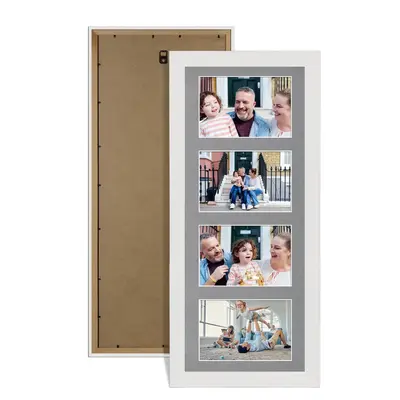 White Colour Multi Aperture Photo Frame 6X4 (x4) Pictures – Collage Wall Frame For Family Photos – 50x20cm Picture Frame Size