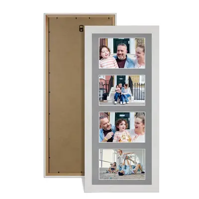 White Ash Colour Multi Aperture Photo Frame 6X4 (x4) Pictures – Collage Wall Frame For Family Photos – 50x20cm Picture Frame Size