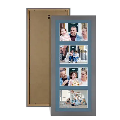 Dark Grey Colour Multi Aperture Photo Frame 6X4 (x4) Pictures – Collage Wall Frame For Loved Ones Photos – 50x20cm Frame Size