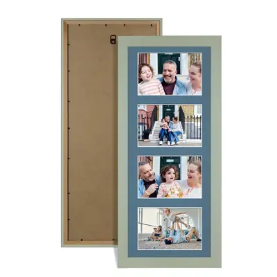 Green Colour Multi Aperture Photo Frame 6X4 (x4) Pictures – Collage Wall Frame for Family Photos – 50x20cm Picture Frame Size