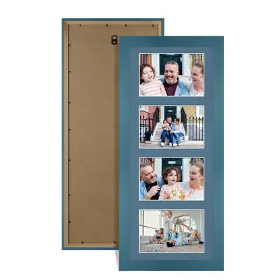 Navy Blue Colour Multi Aperture Photo Frame 6X4 (x4) Pictures – Collage Wall Frame for Family Photos – 50x20cm Picture Frame Size