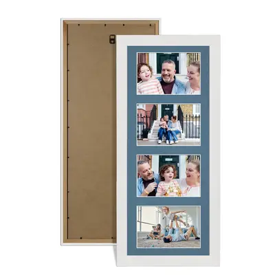 White Colour Multi Aperture Photo Frame 6X4 (x4) Pictures – Collage Wall Frame for Family Photos – 50x20cm Picture Frame Size