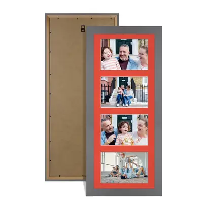 Dark Grey Colour Multi Aperture Photo Frame 6X4 (x4) Pictures – Collage Wall Frame for Family Photos – 50x20cm Picture Frame Size