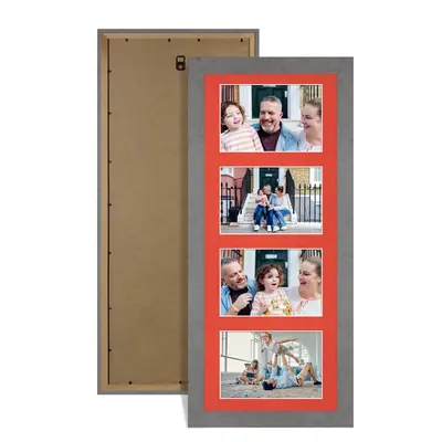 Grey Marble Colour Multi Aperture Photo Frame 6X4 (x4) Pictures – Collage Wall Frame For Loved Ones Photos – 50x20cm Frame Size