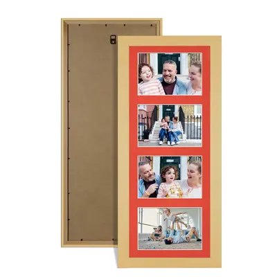 Mustard Yellow Colour Multi Aperture Photo Frame 6X4 (x4) Pictures – Collage Wall Frame For Family Photos – 50x20cm Picture Frame Size