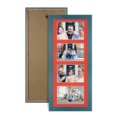 Navy Blue Colour Multi Aperture Photo Frame 6X4 (x4) Pictures – Collage Wall Frame For Loved Ones Photos – 50x20cm Frame Size