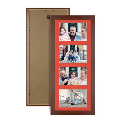 Rose Wood Colour Multi Aperture Photo Frame 6X4 (x4) Pictures – Collage Wall Frame For Family Photos – 50x20cm Picture Frame Size