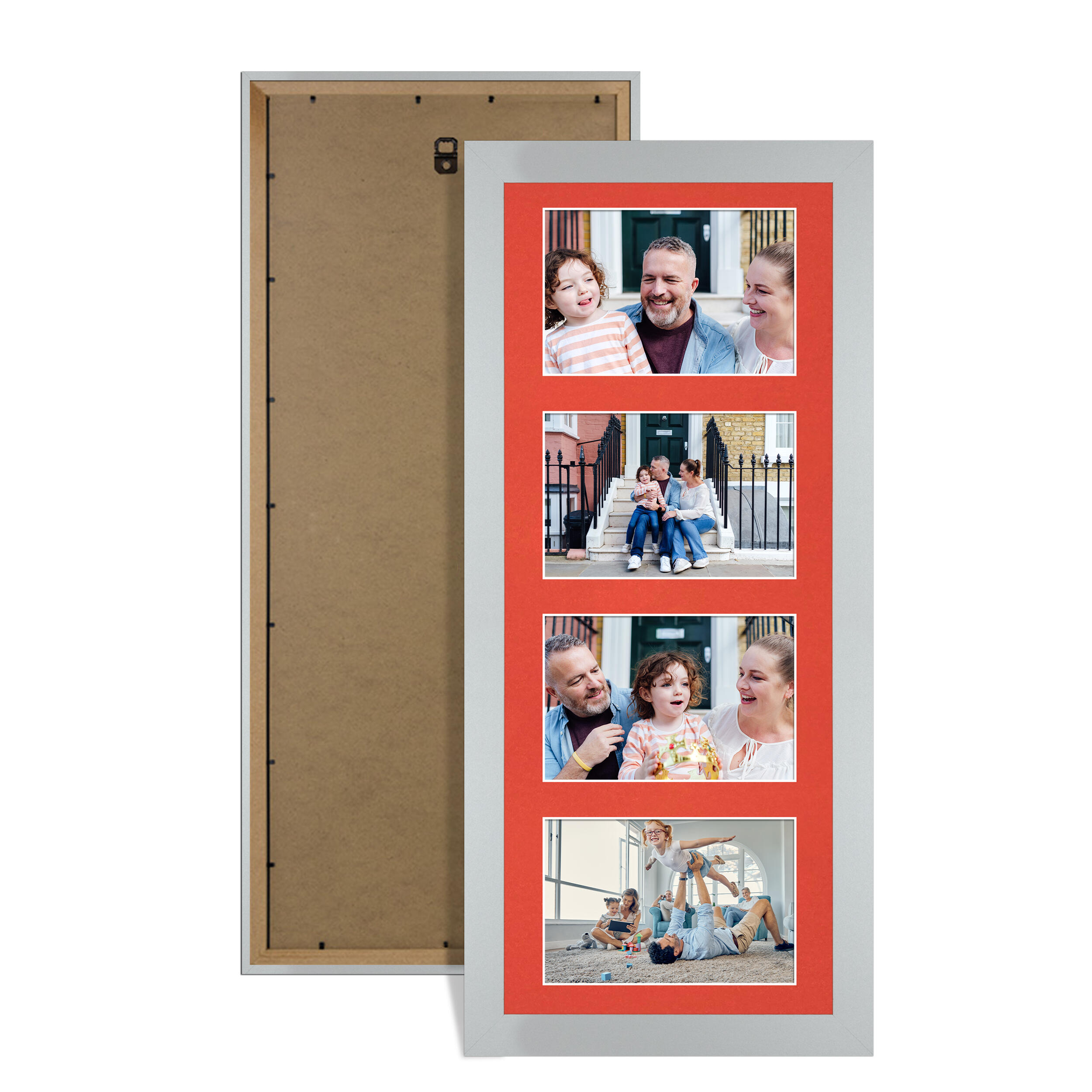 Silver Colour Multi Aperture Photo Frame 6X4 (x4) Pictures – Collage Wall Frame For Family Photos – 50x20cm Picture Frame Size