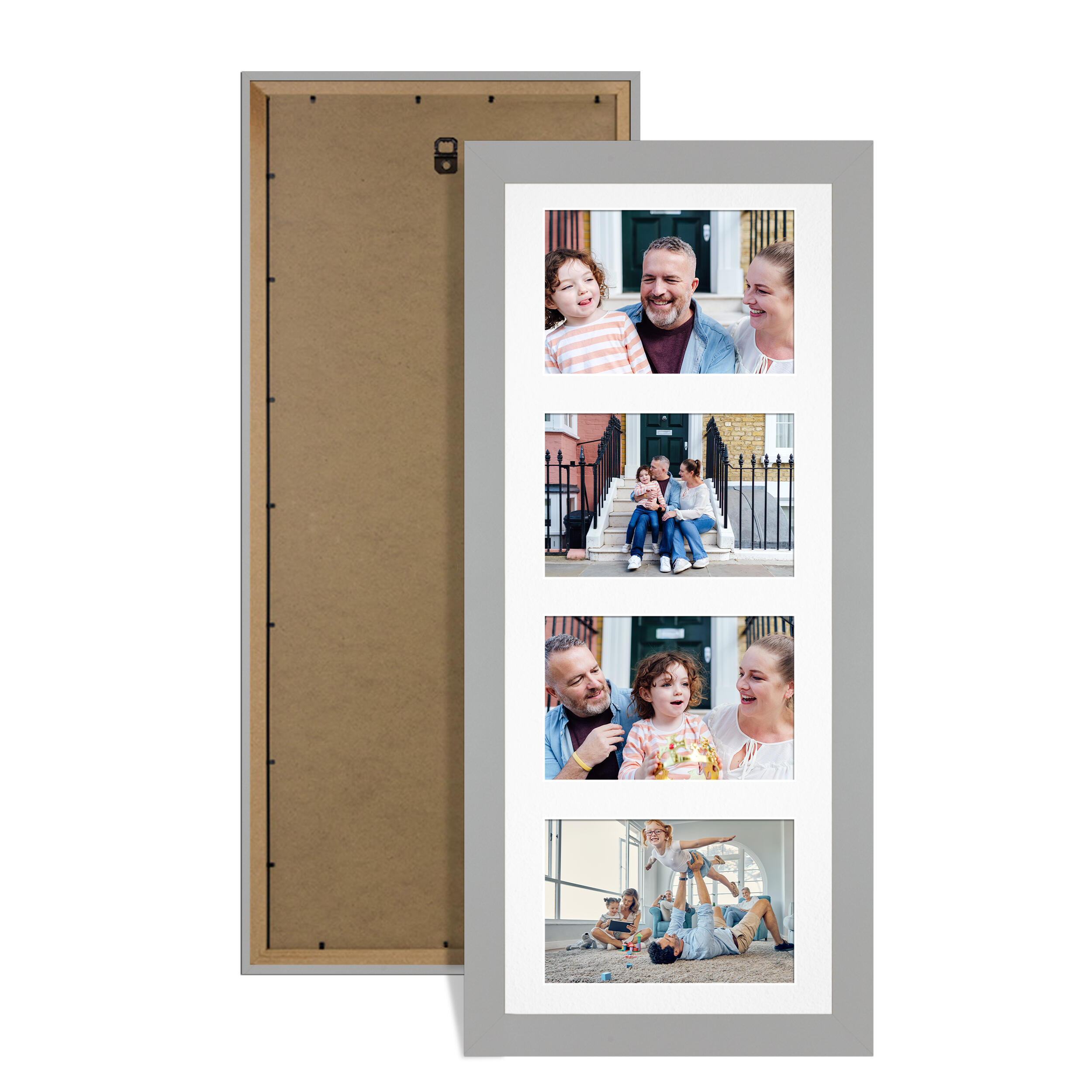 Light Grey Colour Multi Aperture Photo Frame 6X4 (x4) Pictures – Collage Wall Frame for Family Photos – 50x20cm Picture Frame Size