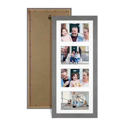 Grey Marble Colour Multi Aperture Photo Frame 6X4 (x4) Pictures – Collage Wall Frame For Family Photos – 50x20cm Picture Frame Size