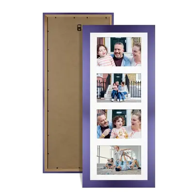 Purple Colour Multi Aperture Photo Frame 6X4 (x4) Pictures – Collage Wall Frame For Family Photos – 50x20cm Picture Frame Size