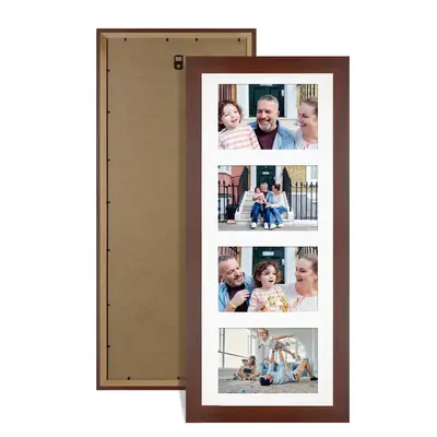 Rose Wood Colour Multi Aperture Photo Frame 6X4 (x4) Pictures – Collage Wall Frame For Family Photos – 50x20cm Picture Frame Size