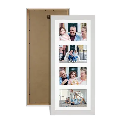 White Ash Colour Multi Aperture Photo Frame 6X4 (x4) Pictures – Collage Wall Frame For Family Photos – 50x20cm Picture Frame Size