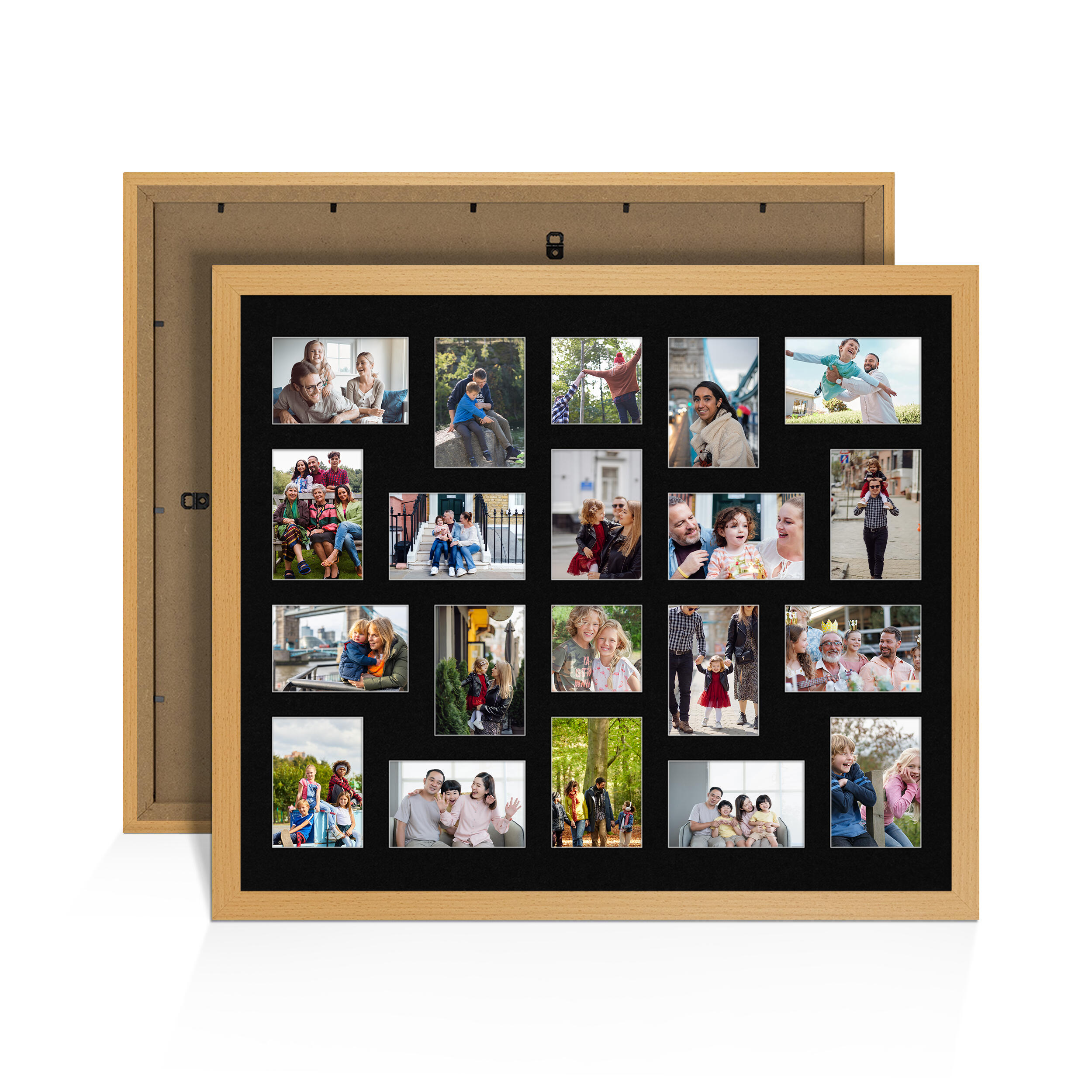 Country Pine Colour Multi Aperture Photo Frame 6X4 (x18) and 4X4 (x2) Pictures – Collage Wall Frame For Family Photos – 80x70cm Picture Frame Size
