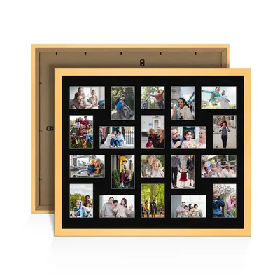 Mustard Yellow Colour Multi Aperture Photo Frame 6X4 (x18) and 4X4 (x2) Pictures – Collage Wall Frame for Family Photos – 80x70cm Picture Frame Size