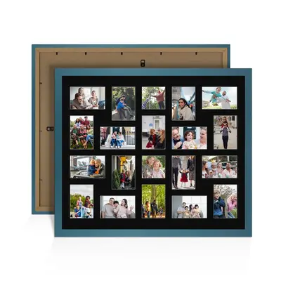 Navy Blue Colour Multi Aperture Photo Frame 6X4 (x18) and 4X4 (x2) Pictures – Collage Wall Frame for Family Photos – 80x70cm Picture Frame Size