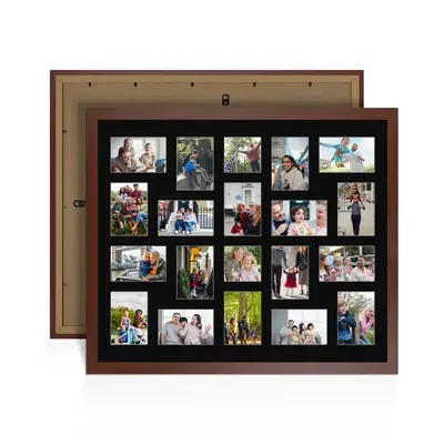 Rose Wood Colour Multi Aperture Photo Frame 6X4 (x18) and 4X4 (x2) Pictures – Collage Wall Frame For Loved Ones Photos – 80x70cm Frame Size