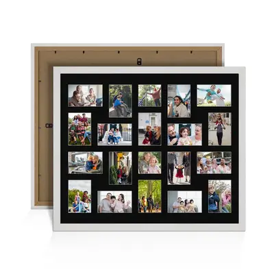 White Ash Colour Multi Aperture Photo Frame 6X4 (x18) and 4X4 (x2) Pictures – Collage Wall Frame For Loved Ones Photos – 80x70cm Frame Size