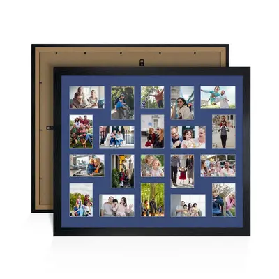 Black Colour Multi Aperture Photo Frame 6X4 (x18) and 4X4 (x2) Pictures – Collage Wall Frame for Family Photos – 80x70cm Picture Frame Size