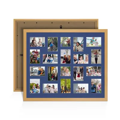 Country Pine Colour Multi Aperture Photo Frame 6X4 (x18) and 4X4 (x2) Pictures – Collage Wall Frame For Family Photos – 80x70cm Picture Frame Size