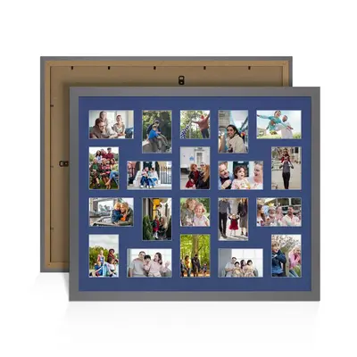 Dark Grey Colour Multi Aperture Photo Frame 6X4 (x18) and 4X4 (x2) Pictures – Collage Wall Frame for Family Photos – 80x70cm Picture Frame Size