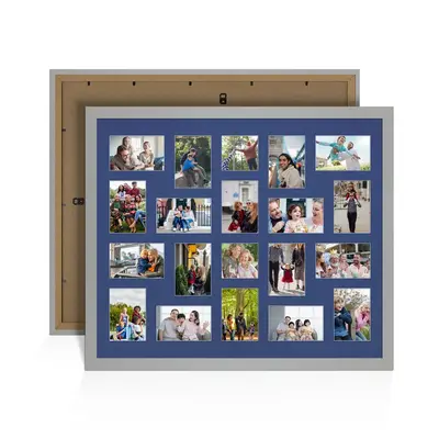 Light Grey Colour Multi Aperture Photo Frame 6X4 (x18) and 4X4 (x2) Pictures – Collage Wall Frame for Family Photos – 80x70cm Picture Frame Size