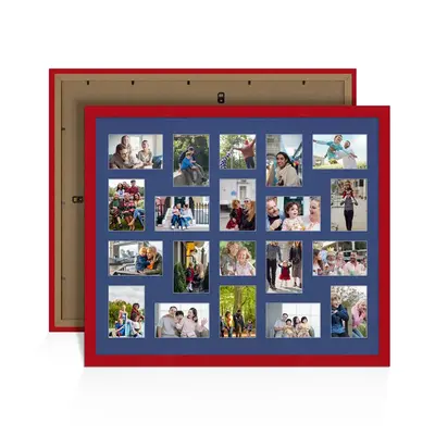 Red Colour Multi Aperture Photo Frame 6X4 (x18) and 4X4 (x2) Pictures – Collage Wall Frame For Family Photos – 80x70cm Picture Frame Size