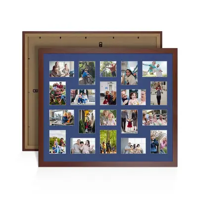 Rose Wood Colour Multi Aperture Photo Frame 6X4 (x18) and 4X4 (x2) Pictures – Collage Wall Frame For Family Photos – 80x70cm Picture Frame Size