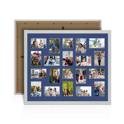 Silver Colour Multi Aperture Photo Frame 6X4 (x18) and 4X4 (x2) Pictures – Collage Wall Frame for Family Photos – 80x70cm Picture Frame Size