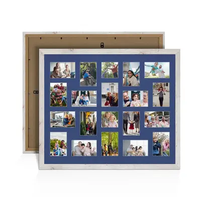 White Rustic Colour Multi Aperture Photo Frame 6X4 (x18) and 4X4 (x2) Pictures – Collage Wall Frame For Family Photos – 80x70cm Picture Frame Size