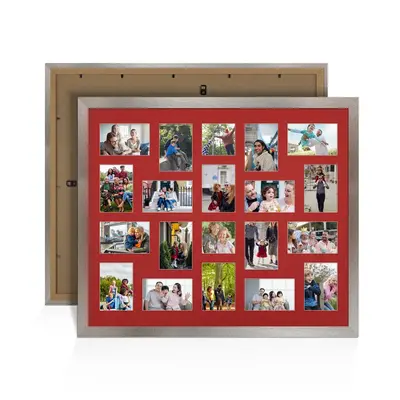 Aluminium Colour Multi Aperture Photo Frame 6X4 (x18) and 4X4 (x2) Pictures – Collage Wall Frame for Family Photos – 80x70cm Picture Frame Size