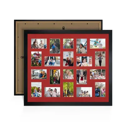 Black Colour Multi Aperture Photo Frame 6X4 (x18) and 4X4 (x2) Pictures – Collage Wall Frame For Loved Ones Photos – 80x70cm Frame Size