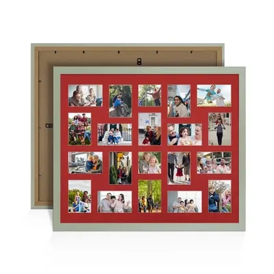 Green Colour Multi Aperture Photo Frame 6X4 (x18) and 4X4 (x2) Pictures – Collage Wall Frame For Family Photos – 80x70cm Picture Frame Size