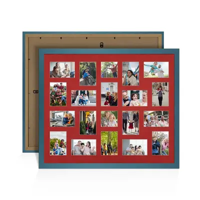 Navy Blue Colour Multi Aperture Photo Frame 6X4 (x18) and 4X4 (x2) Pictures – Collage Wall Frame For Family Photos – 80x70cm Picture Frame Size