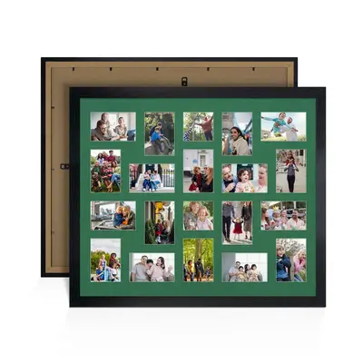 Black Colour Multi Aperture Photo Frame 6X4 (x18) and 4X4 (x2) Pictures – Collage Wall Frame For Family Photos – 80x70cm Picture Frame Size