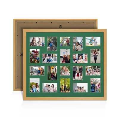 Country Pine Colour Multi Aperture Photo Frame 6X4 (x18) and 4X4 (x2) Pictures – Collage Wall Frame For Family Photos – 80x70cm Picture Frame Size